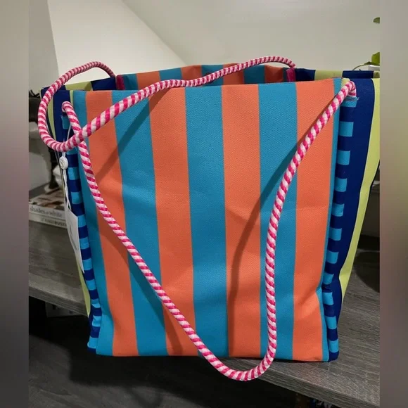 (NWT) Vibrant Striped Tote Bag - Picture 2 of 6
